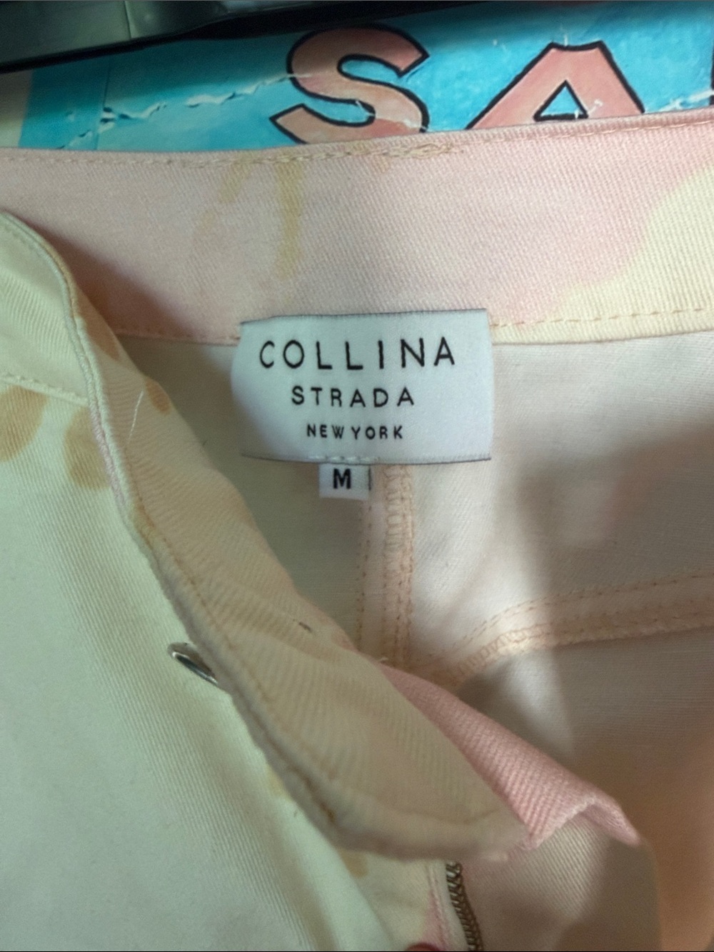Collina Strada Cream and Pastel Pink Printed Trousers - Picture 3 of 3